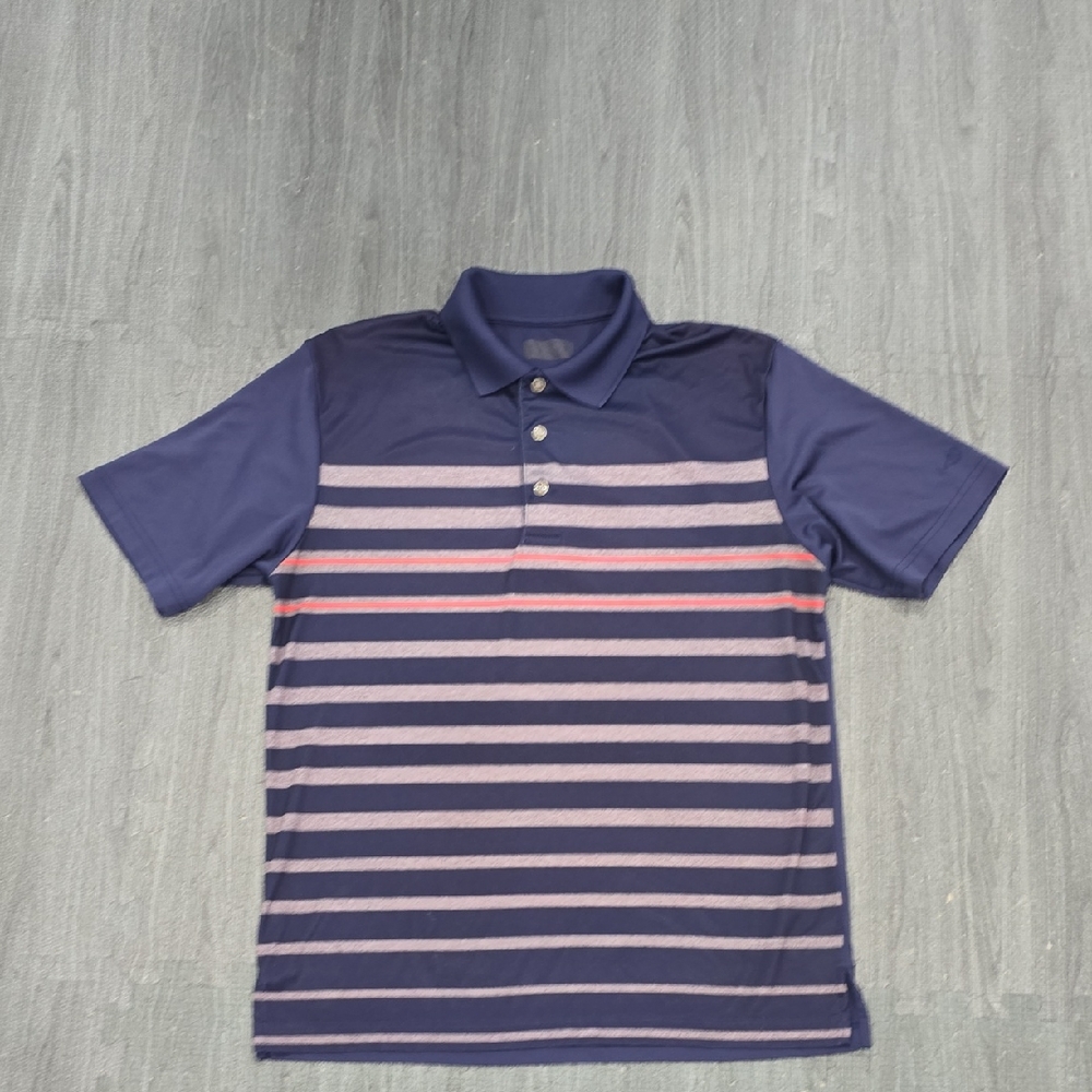 Mens Small Blue Stripe Polo Shirt